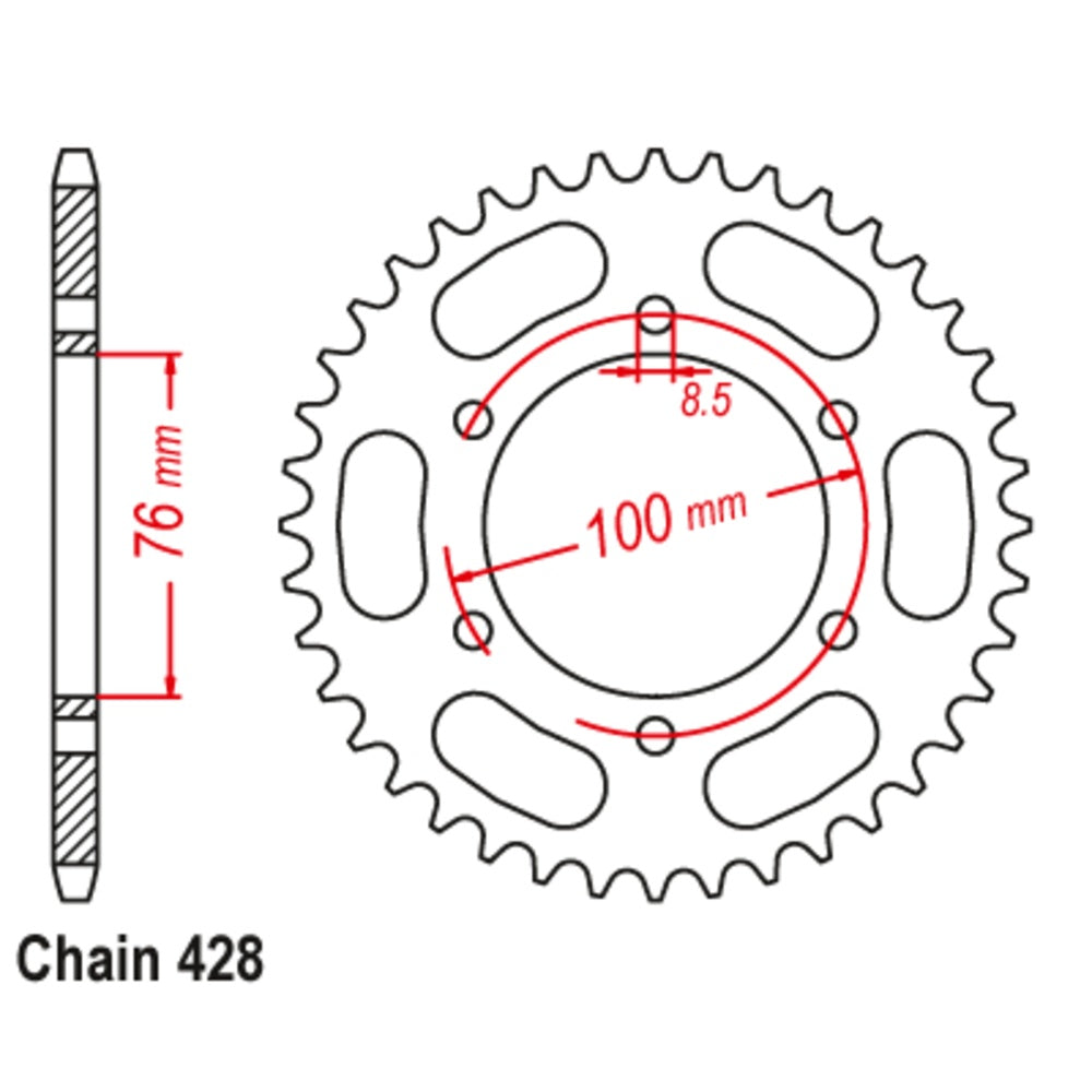 44T - Rear Sprocket - Yamaha YZF125R