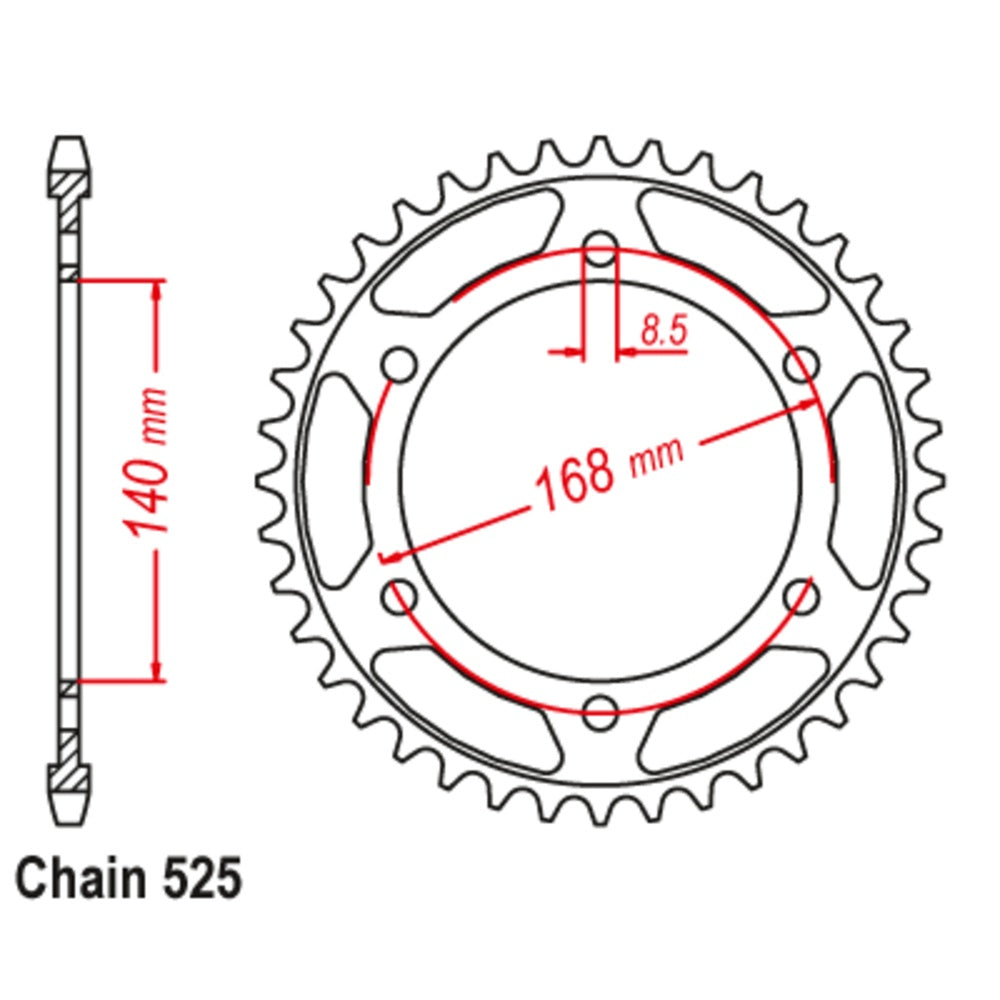 47T - Rear Sprocket - BMW F800 GS 8mm bolt hole