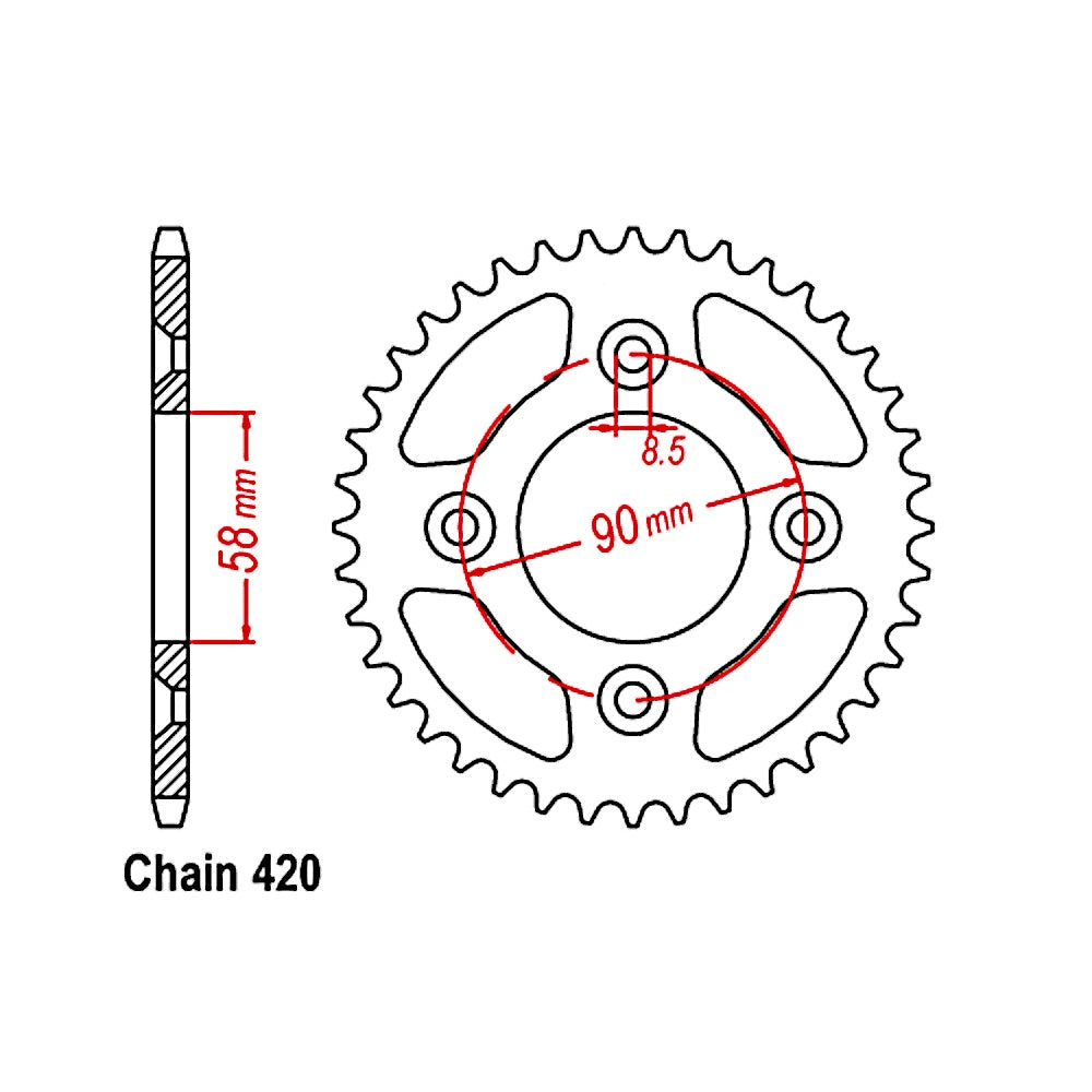 34T - Rear Sprocket - Honda