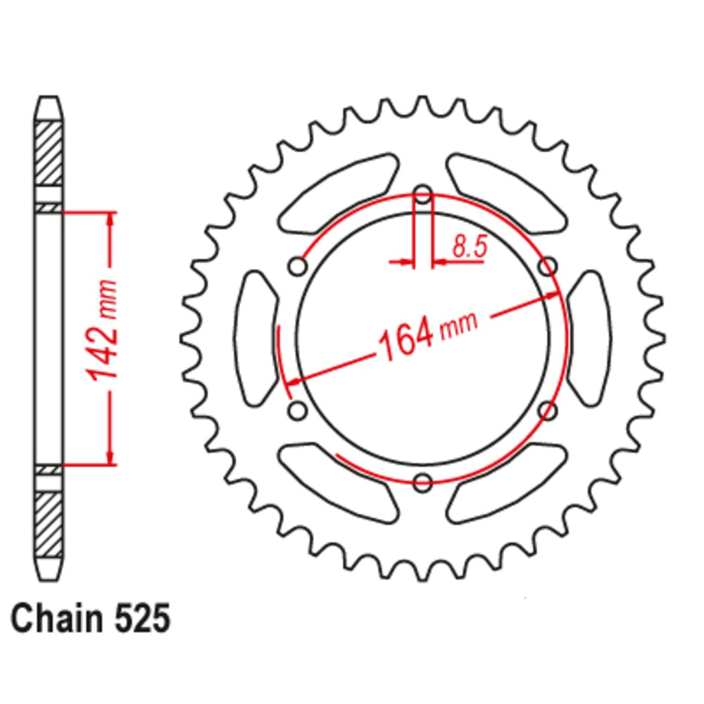 46T - Rear Sprocket - Hyosung GT650 R/S
