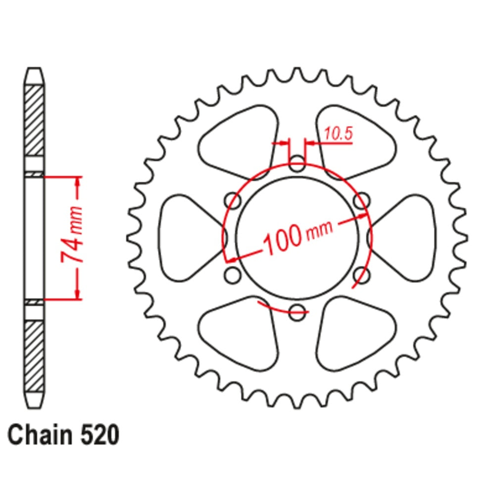 46T - Rear Sprocket - Hyosung GV/GT250