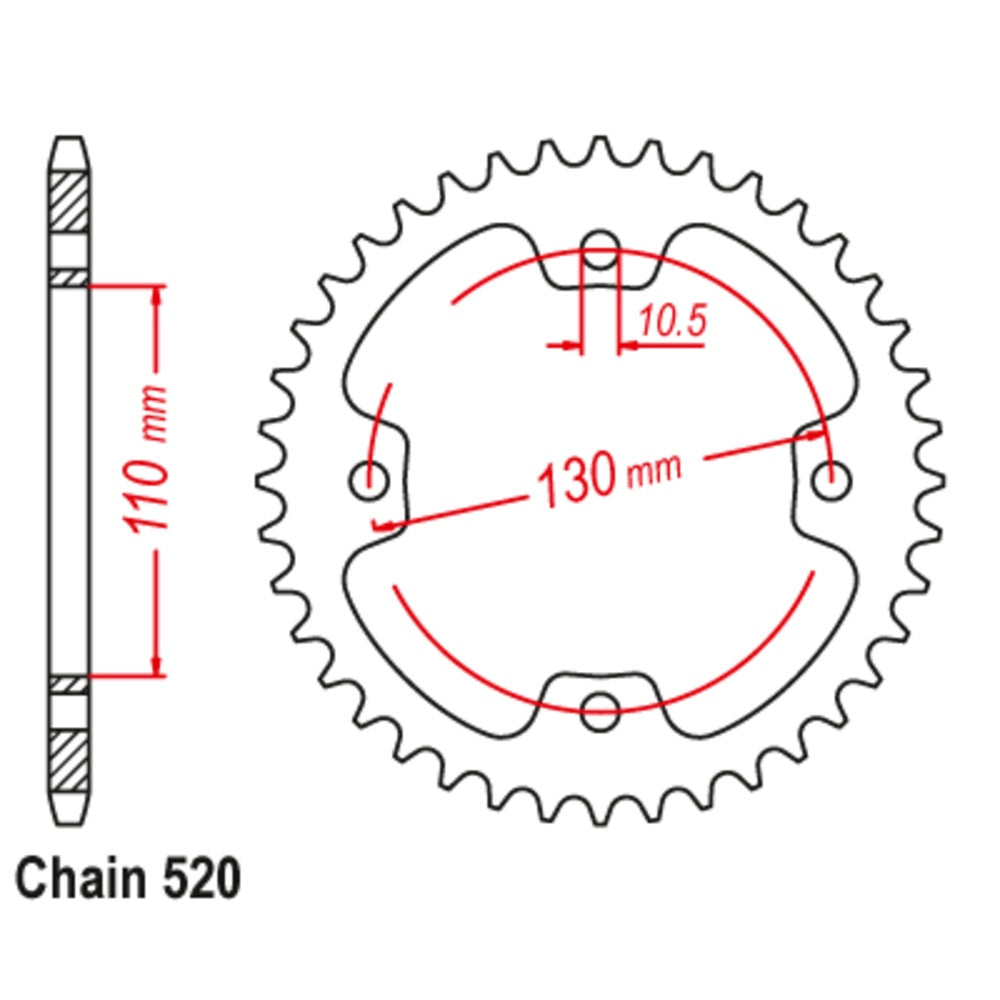 38T - Rear Sprocket - Kawasaki KFX450 R