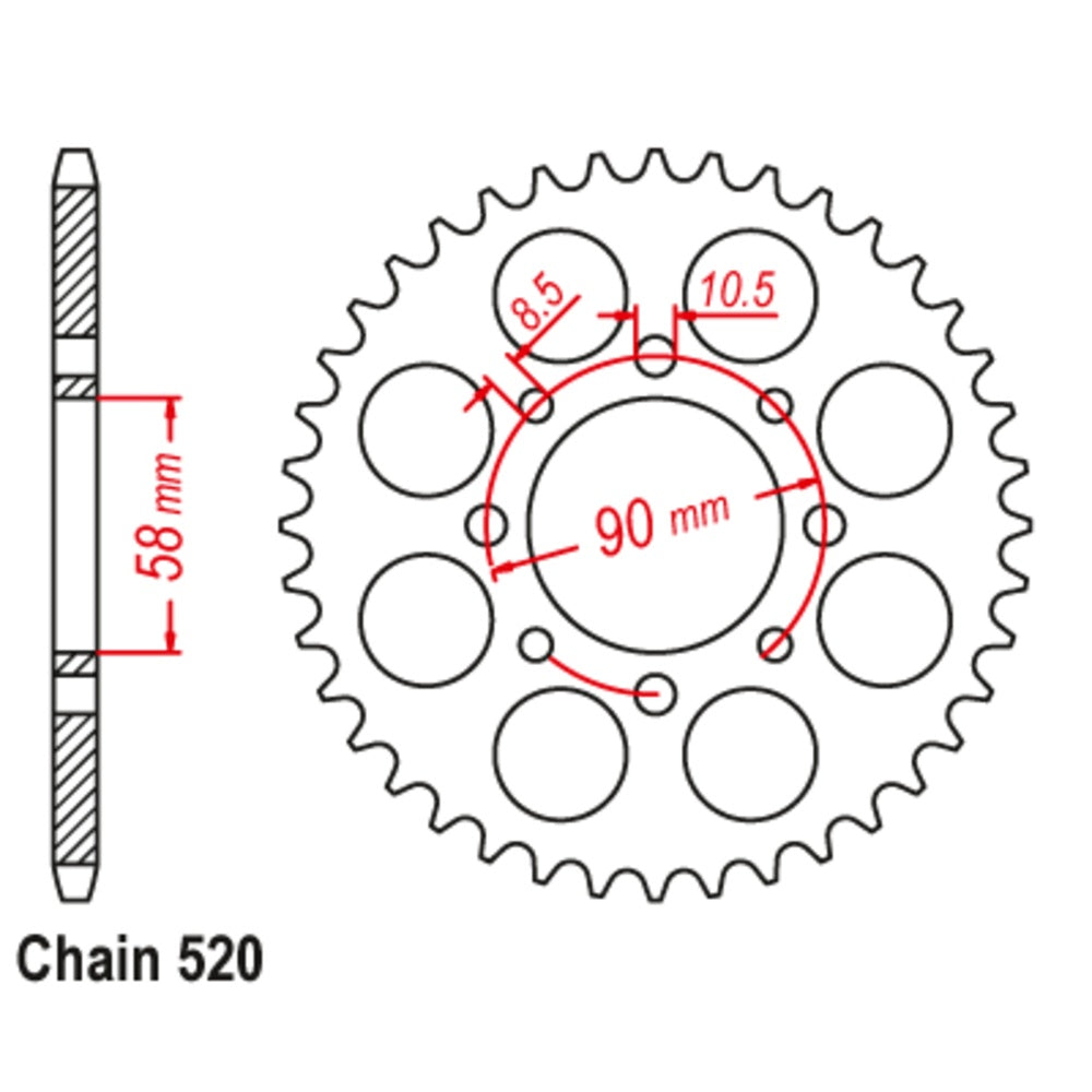 43T - Rear Sprocket - KTM 200 Duke