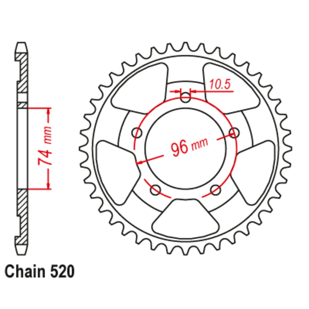 44T - Rear Sprocket - NSR250 Honda