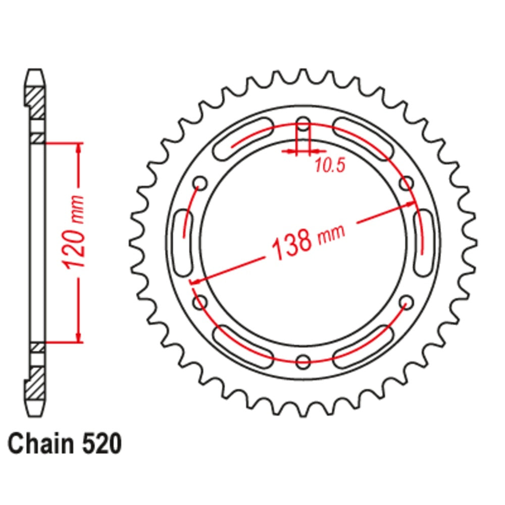 38T - Rear Sprocket - Honda CBR250 R 11-13
