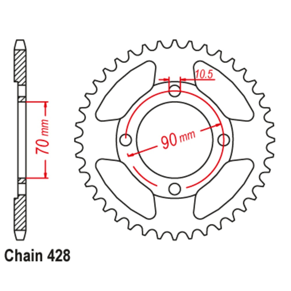 45T - Rear Sprocket - Honda CT110 X
