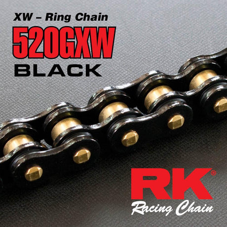RK CHAIN 520GXW - 120 LINK - BLACK/GOLD