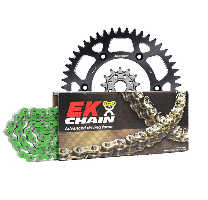 KX250F 06-16,Front: 035-13,Rear: 110-50 ALLOY BLACK,Chain: 520 MRD7 GREEN