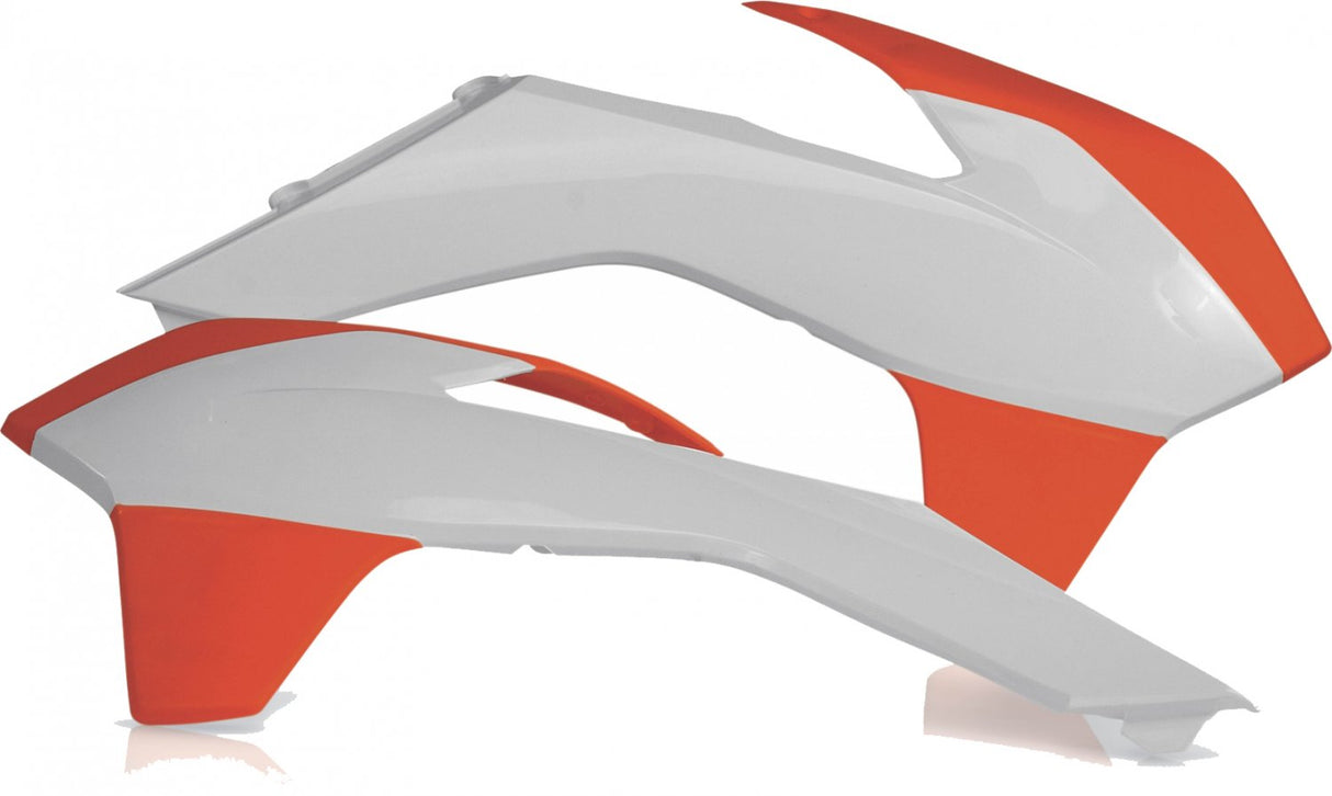 ACERBIS RADIATOR SHROUDS SX-F 13-15 EXC-F 14-16 WHITE ORANGE