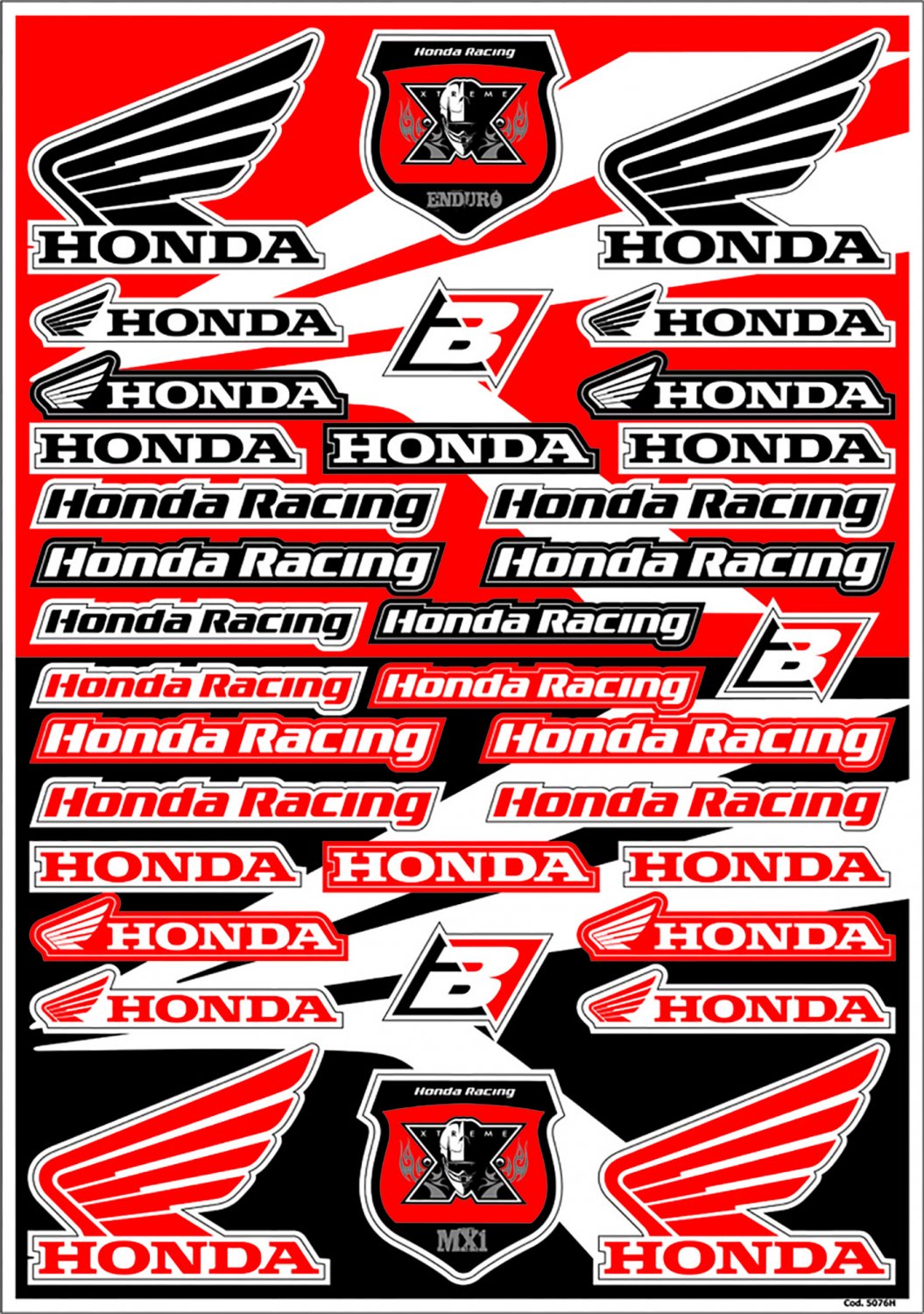 BLACKBIRD DECAL UNIVERSAL HONDA LOGO STICKER SHEET