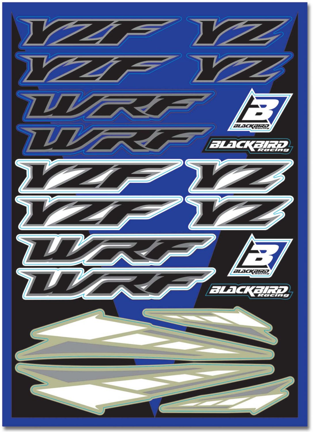 BLACKBIRD DECAL UNIVERSAL YAMAHA YZF WRF STICKER SHEET KIT